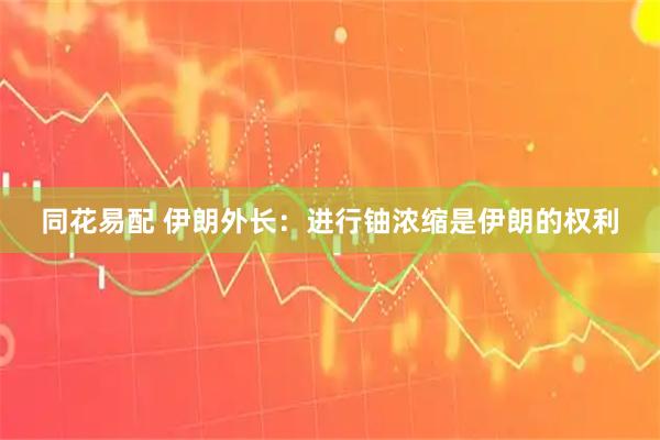 同花易配 伊朗外长：进行铀浓缩是伊朗的权利